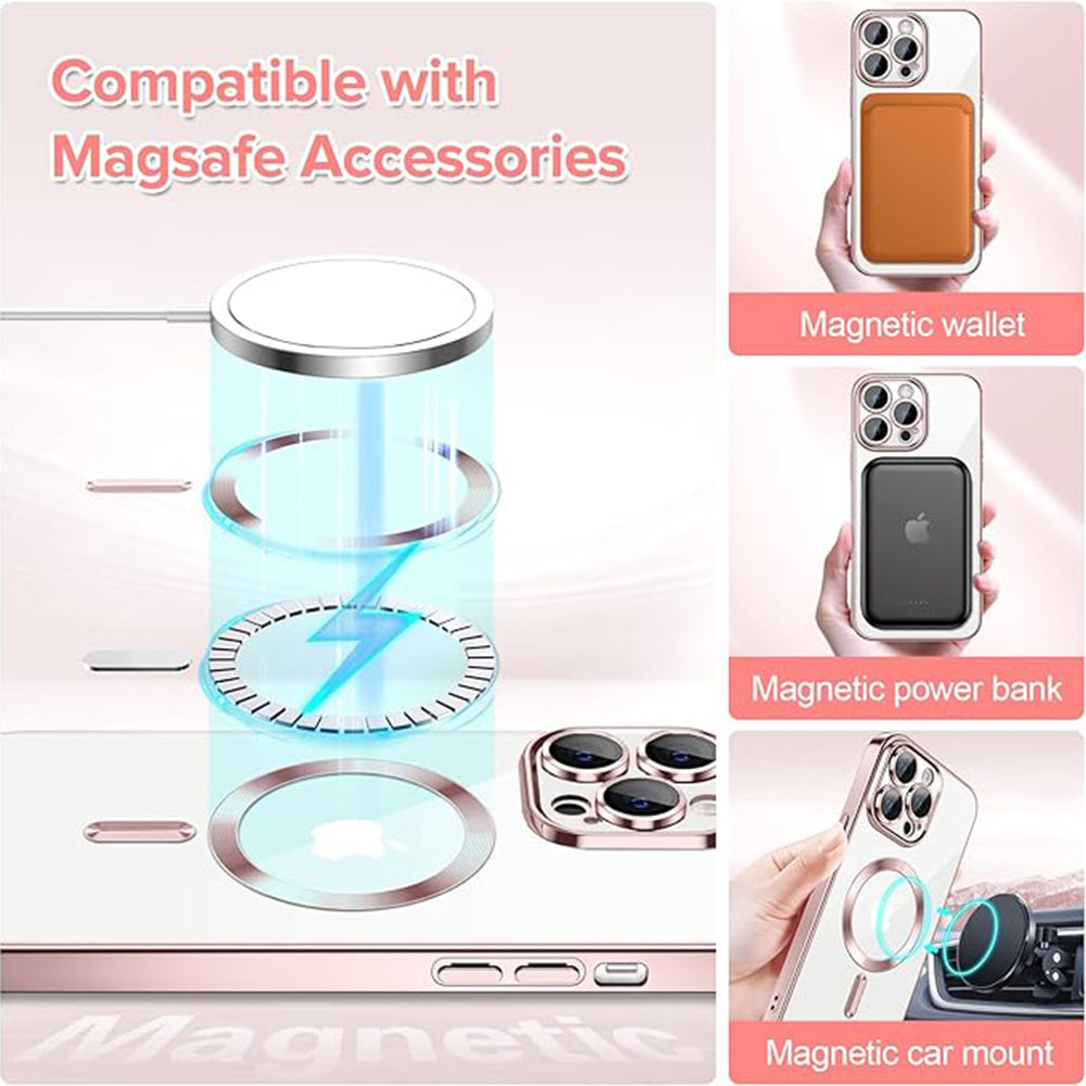 MagSafe-Hülle für Apple iPhone 13 Pro, Techsuit, Luxury Crystal, Rosa