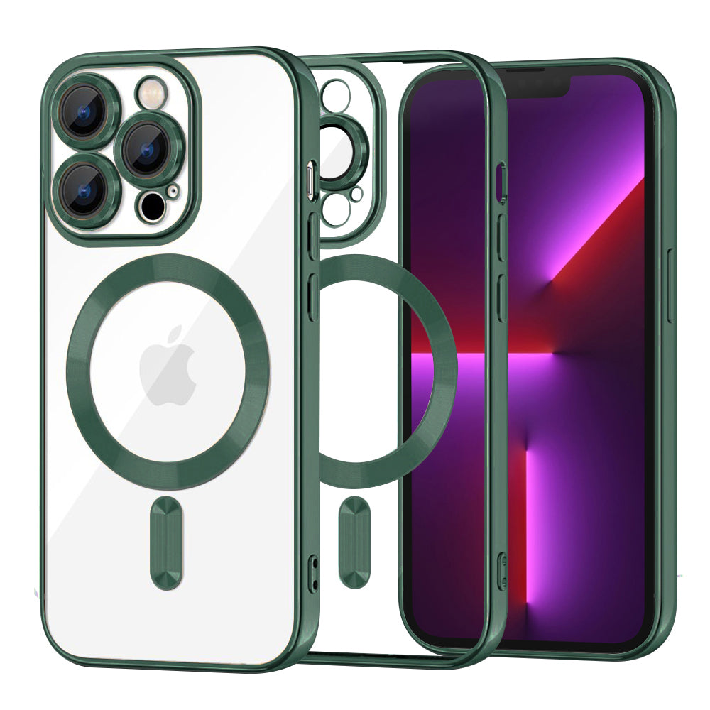 Coque MagSafe pour Apple iPhone 13 Pro, Techsuit, Luxury Crystal, Vert Foncé