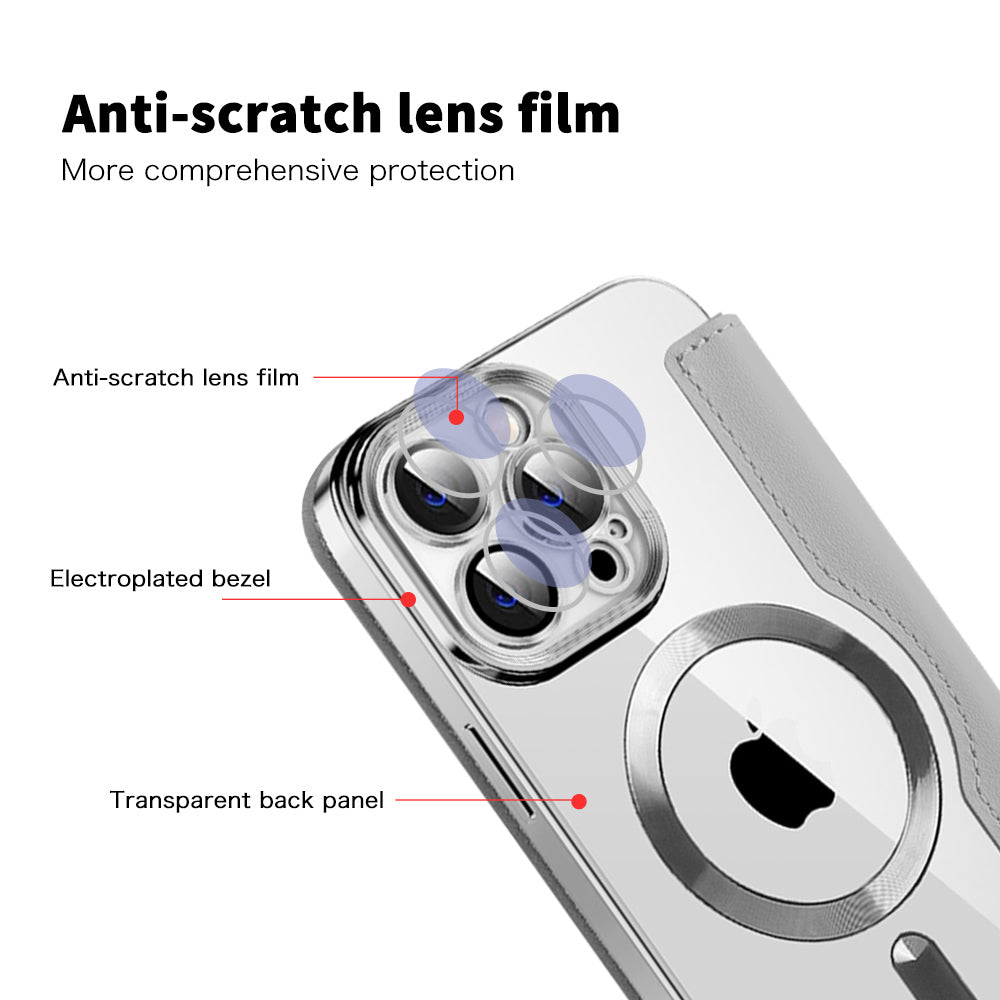 Coque MagSafe pour Apple iPhone 13 Pro, Techsuit, SmartMag Book, Gris