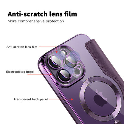 Coque MagSafe pour Apple iPhone 13 Pro, Techsuit, SmartMag Book, Violet