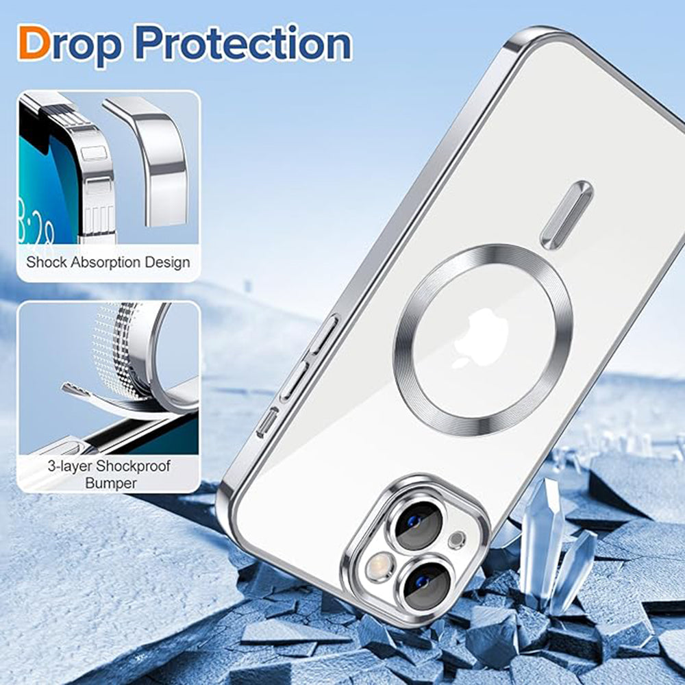 Coque MagSafe pour Apple iPhone 13, Techsuit, Luxury Crystal, Argentée