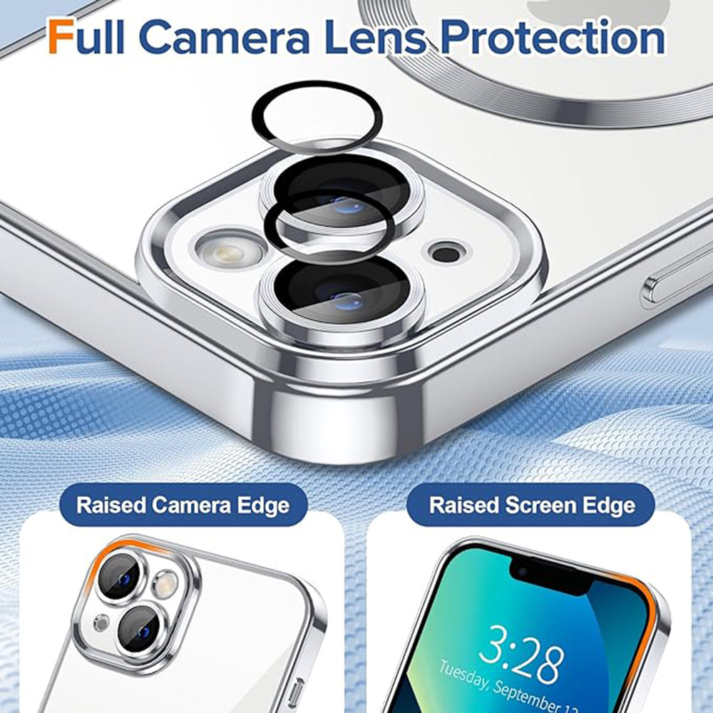 Coque MagSafe pour Apple iPhone 13, Techsuit, Luxury Crystal, Argentée