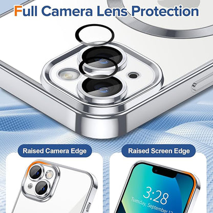 Coque MagSafe pour Apple iPhone 13, Techsuit, Luxury Crystal, Argentée
