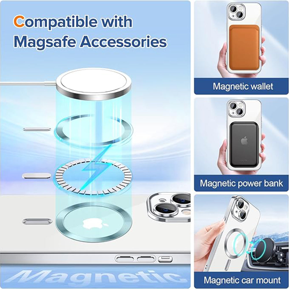 Coque MagSafe pour Apple iPhone 13, Techsuit, Luxury Crystal, Argentée
