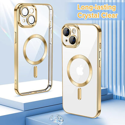 MagSafe-hoes voor Apple iPhone 13, Techsuit, Luxury Crystal, Goudkleurig