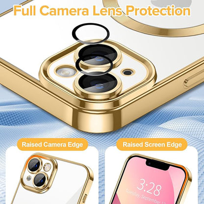 MagSafe-hoes voor Apple iPhone 13, Techsuit, Luxury Crystal, Goudkleurig