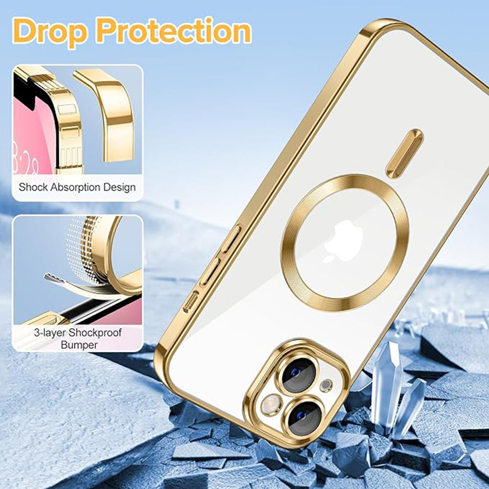 MagSafe-hoes voor Apple iPhone 13, Techsuit, Luxury Crystal, Goudkleurig