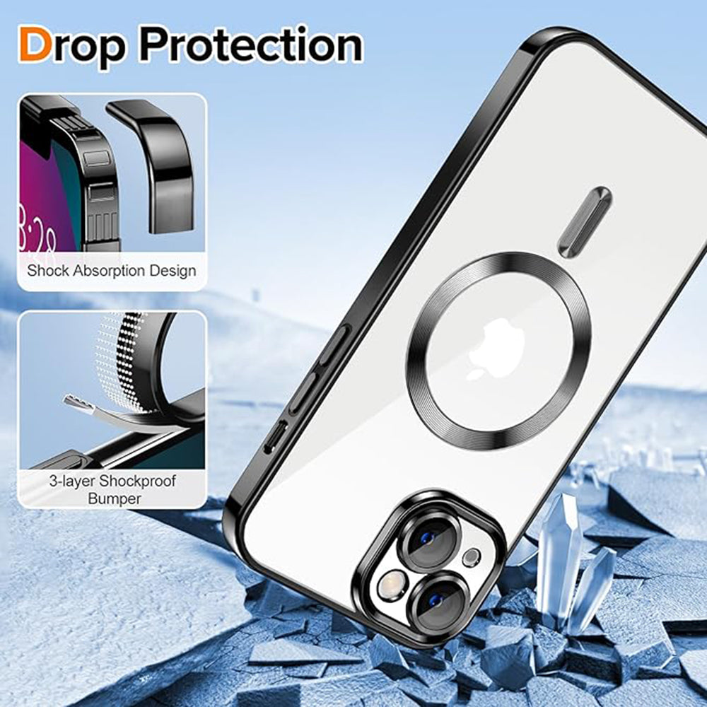 MagSafe-Hülle für Apple iPhone 13, Techsuit, Luxury Crystal, Schwarz