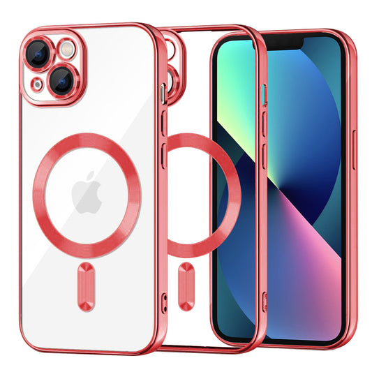 Coque MagSafe pour Apple iPhone 13, Techsuit, Luxury Crystal, Rouge