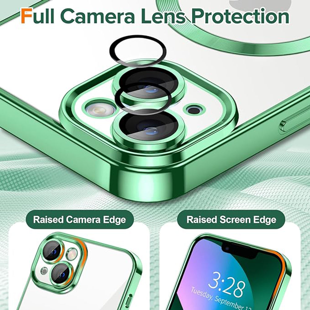 Coque MagSafe pour Apple iPhone 13, Techsuit, Luxury Crystal, Vert Clair