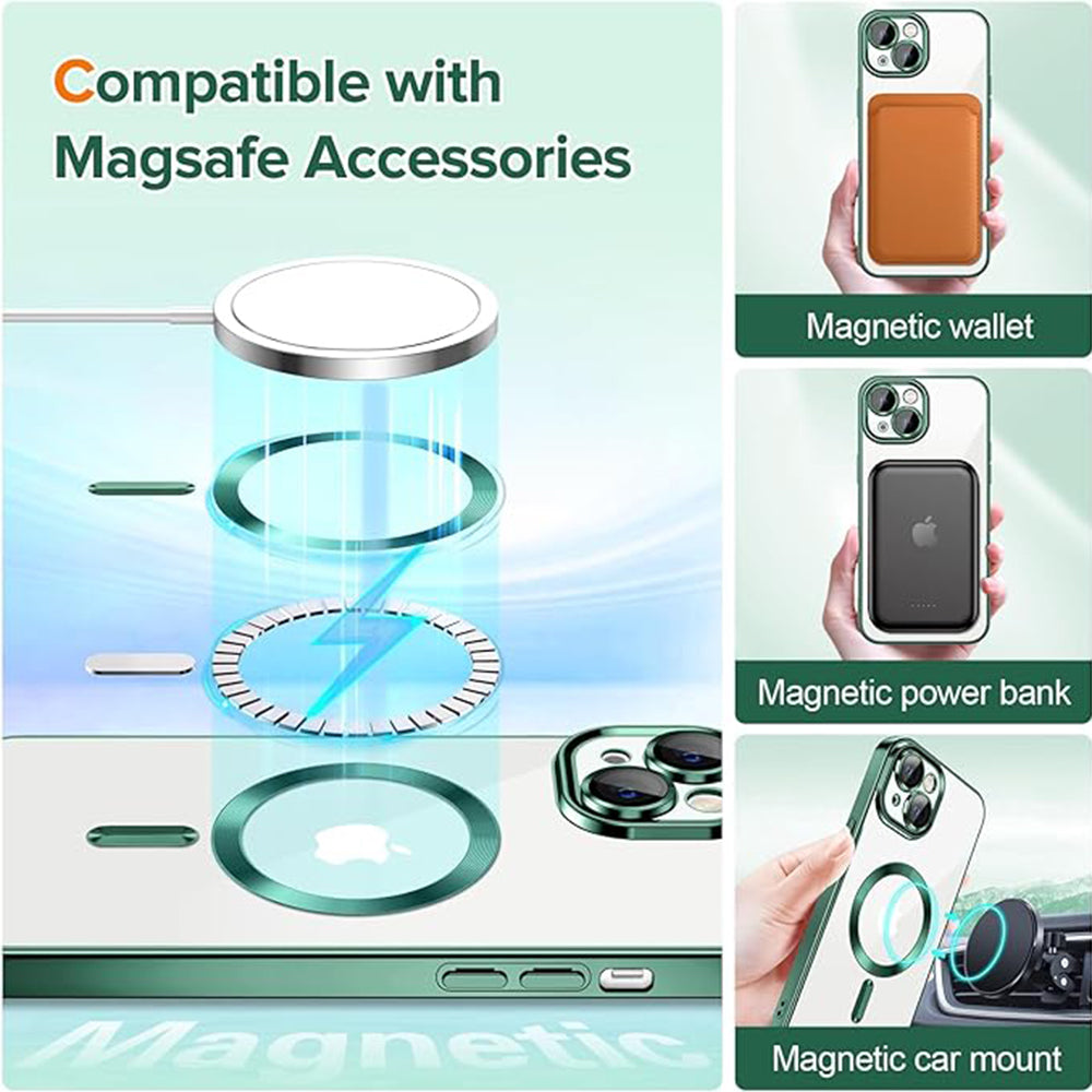 MagSafe-Hülle für Apple iPhone 13, Techsuit, Luxury Crystal, Dunkelgrün