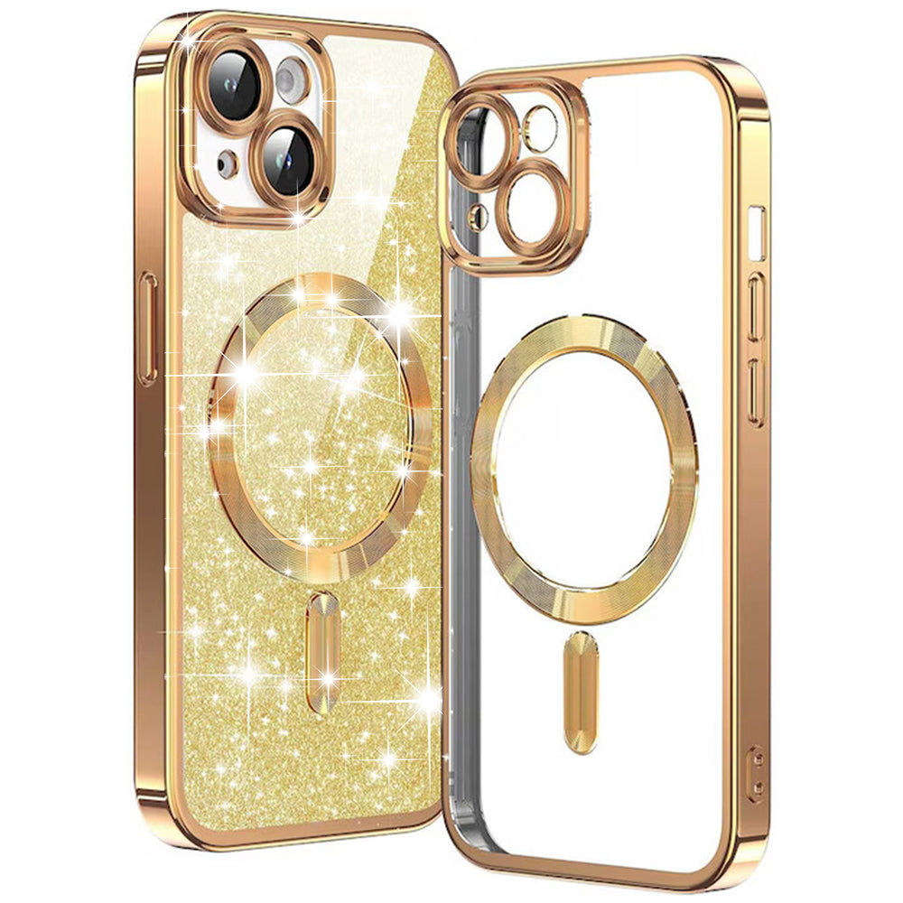 Coque MagSafe pour Apple iPhone 14 Plus, Techsuit, Luxury Glitter, Dorée