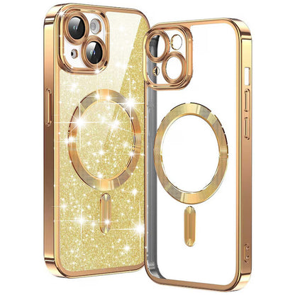 Coque MagSafe pour Apple iPhone 14 Plus, Techsuit, Luxury Glitter, Dorée