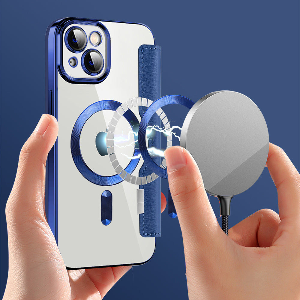 MagSafe-hoes voor Apple iPhone 14 Plus, Techsuit, SmartMag Book, Blauw