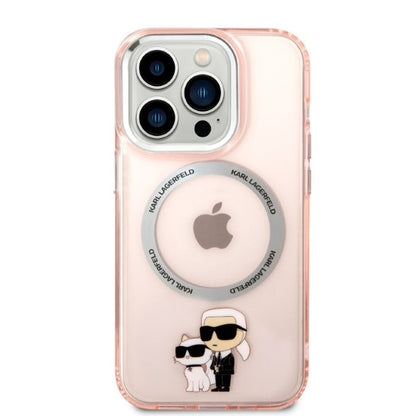 MagSafe Hülle für Apple iPhone 14 Pro, Karl Lagerfeld, Ikonik Karl & Choupette, Rosa