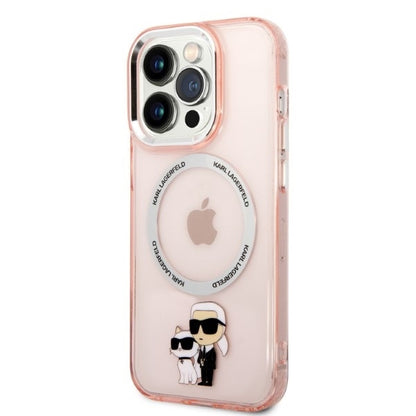 MagSafe Hülle für Apple iPhone 14 Pro, Karl Lagerfeld, Ikonik Karl & Choupette, Rosa