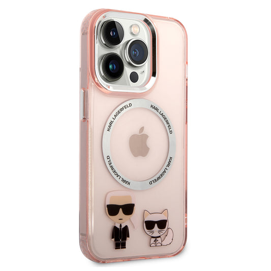 MagSafe hoes voor Apple iPhone 14 Pro, Karl Lagerfeld, Karl & Choupette Aluminium, Roze