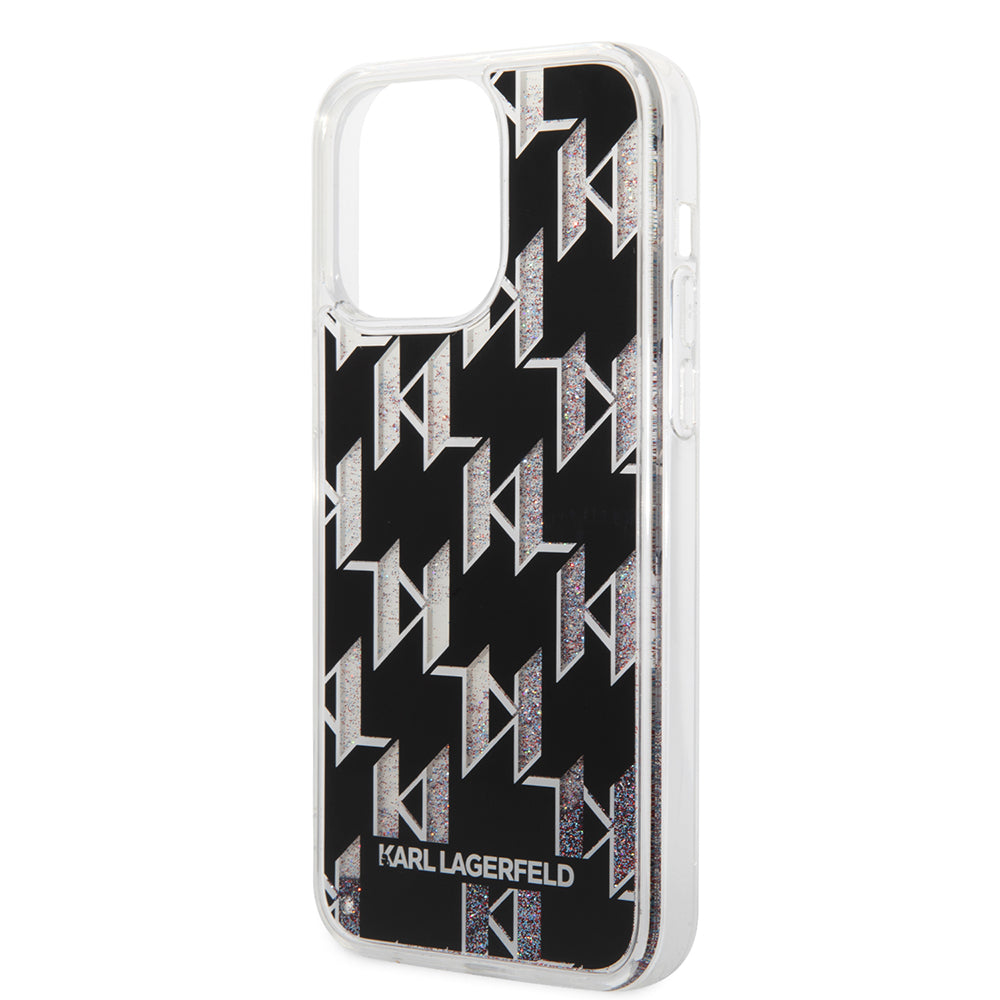 Housse MagSafe pour Apple iPhone 14 Pro Max, Karl Lagerfeld, Monogram Liquid Glitter, Noire