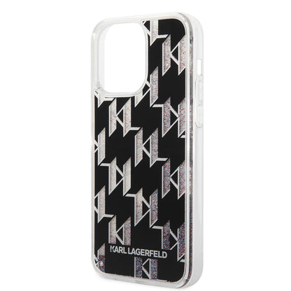 Housse MagSafe pour Apple iPhone 14 Pro Max, Karl Lagerfeld, Monogram Liquid Glitter, Noire