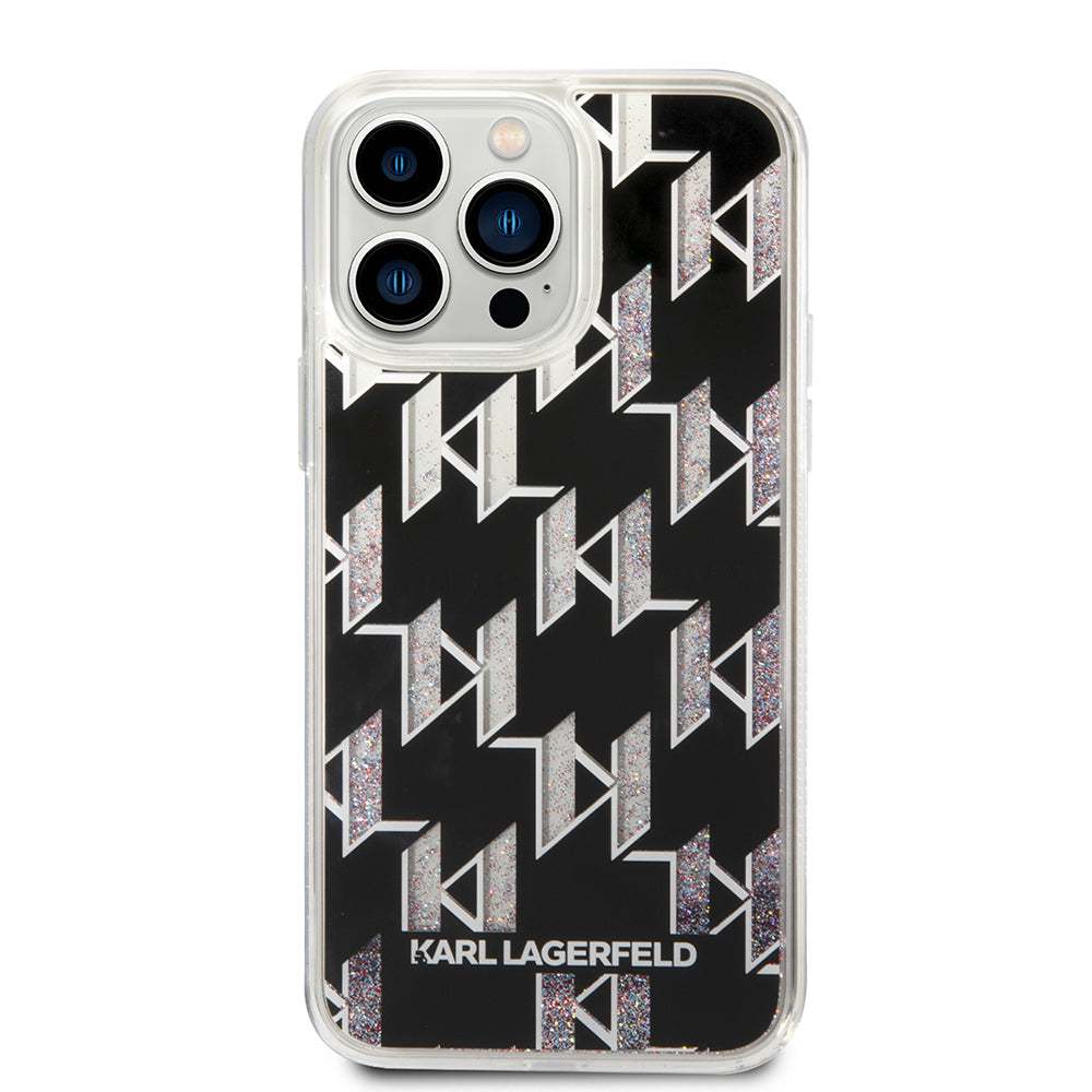 Housse MagSafe pour Apple iPhone 14 Pro Max, Karl Lagerfeld, Monogram Liquid Glitter, Noire