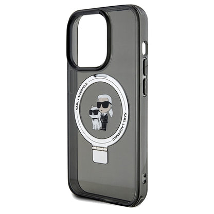 Coque MagSafe pour Apple iPhone 14 Pro Max, Karl Lagerfeld, Ring Stand Karl & Choupette, Noire