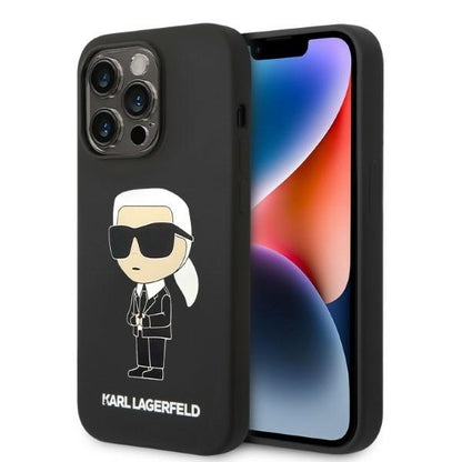 MagSafe hoesje voor Apple iPhone 14 Pro Max, Karl Lagerfeld, Silicone Ikonik Karl, Zwart