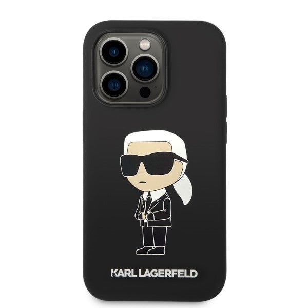 MagSafe hoesje voor Apple iPhone 14 Pro Max, Karl Lagerfeld, Silicone Ikonik Karl, Zwart