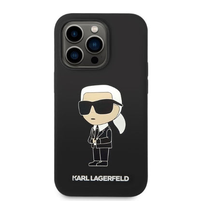 MagSafe hoesje voor Apple iPhone 14 Pro Max, Karl Lagerfeld, Silicone Ikonik Karl, Zwart