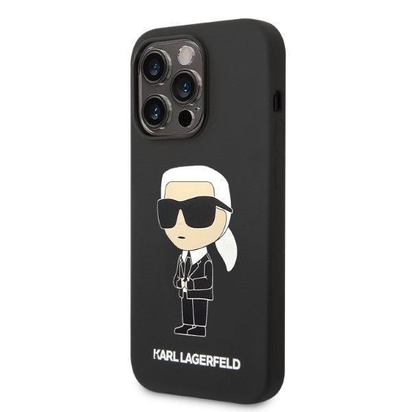 MagSafe hoesje voor Apple iPhone 14 Pro Max, Karl Lagerfeld, Silicone Ikonik Karl, Zwart