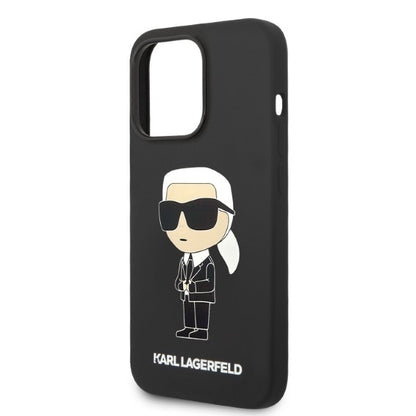 MagSafe hoesje voor Apple iPhone 14 Pro Max, Karl Lagerfeld, Silicone Ikonik Karl, Zwart