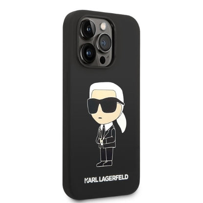 MagSafe hoesje voor Apple iPhone 14 Pro Max, Karl Lagerfeld, Silicone Ikonik Karl, Zwart