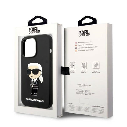 MagSafe hoesje voor Apple iPhone 14 Pro Max, Karl Lagerfeld, Silicone Ikonik Karl, Zwart