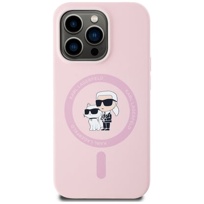 MagSafe hoesje voor Apple iPhone 14 Pro Max, Karl Lagerfeld, Silicone Karl & Choupette, Roze
