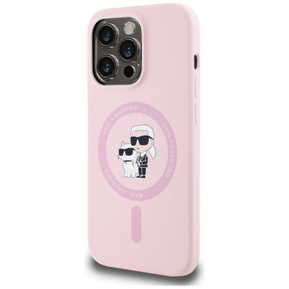 MagSafe hoesje voor Apple iPhone 14 Pro Max, Karl Lagerfeld, Silicone Karl & Choupette, Roze