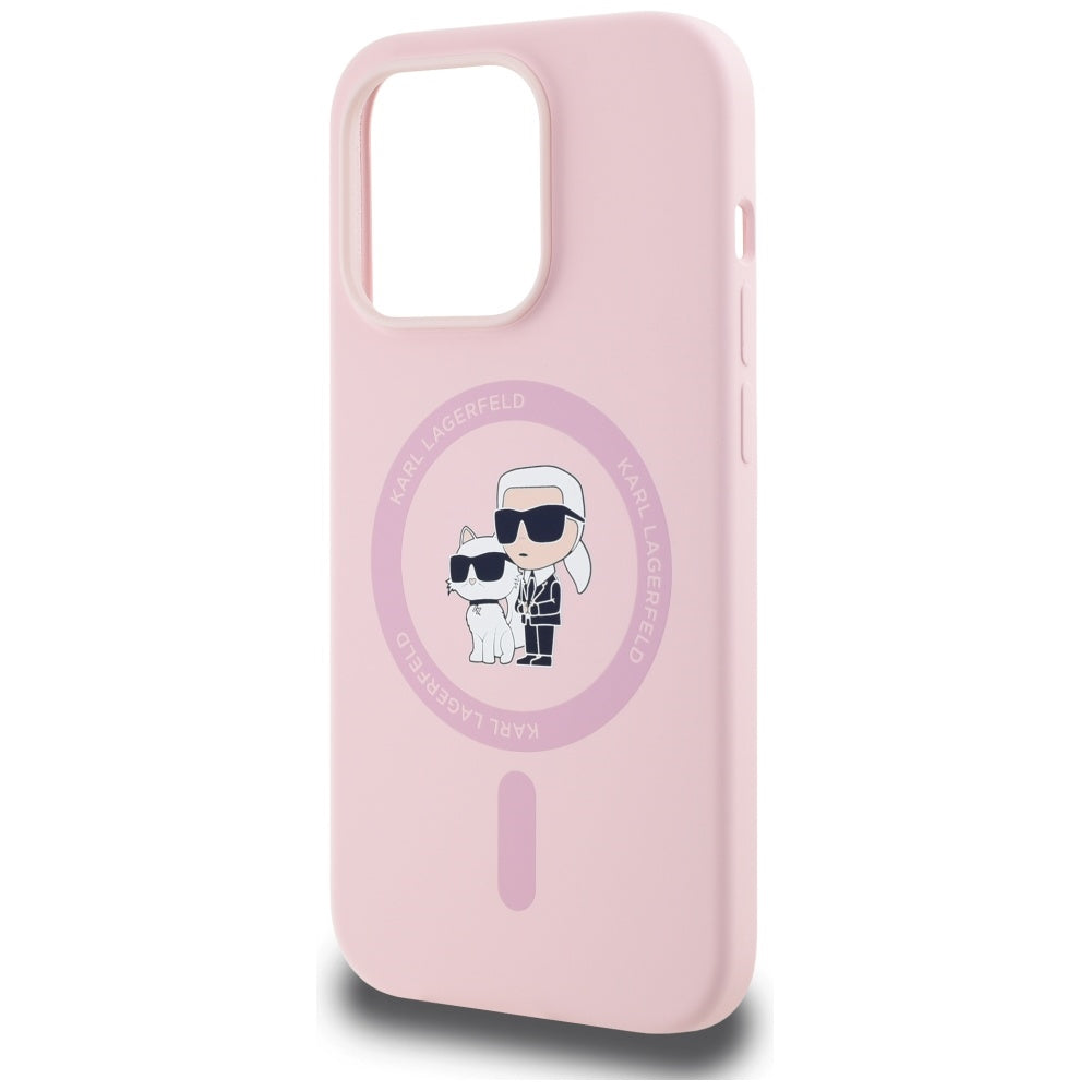 MagSafe hoesje voor Apple iPhone 14 Pro Max, Karl Lagerfeld, Silicone Karl & Choupette, Roze