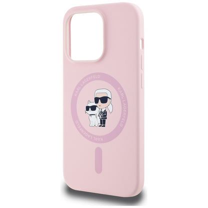 MagSafe hoesje voor Apple iPhone 14 Pro Max, Karl Lagerfeld, Silicone Karl & Choupette, Roze
