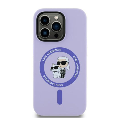 MagSafe hoesje voor Apple iPhone 14 Pro Max, Karl Lagerfeld, Silicone Ring Karl & Choupette, Paars
