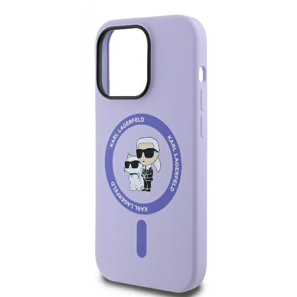 MagSafe hoesje voor Apple iPhone 14 Pro Max, Karl Lagerfeld, Silicone Ring Karl & Choupette, Paars