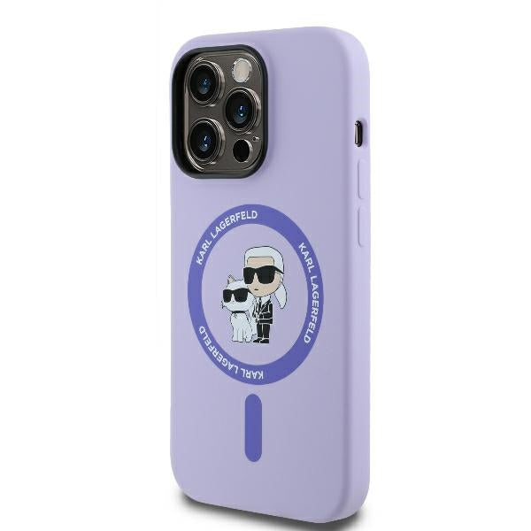 MagSafe hoesje voor Apple iPhone 14 Pro Max, Karl Lagerfeld, Silicone Ring Karl & Choupette, Paars