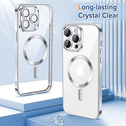 Coque MagSafe pour Apple iPhone 14 Pro Max, Techsuit, Luxury Crystal, Argentée