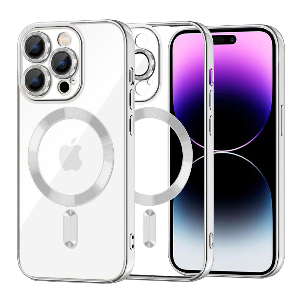 Coque MagSafe pour Apple iPhone 14 Pro Max, Techsuit, Luxury Crystal, Argentée