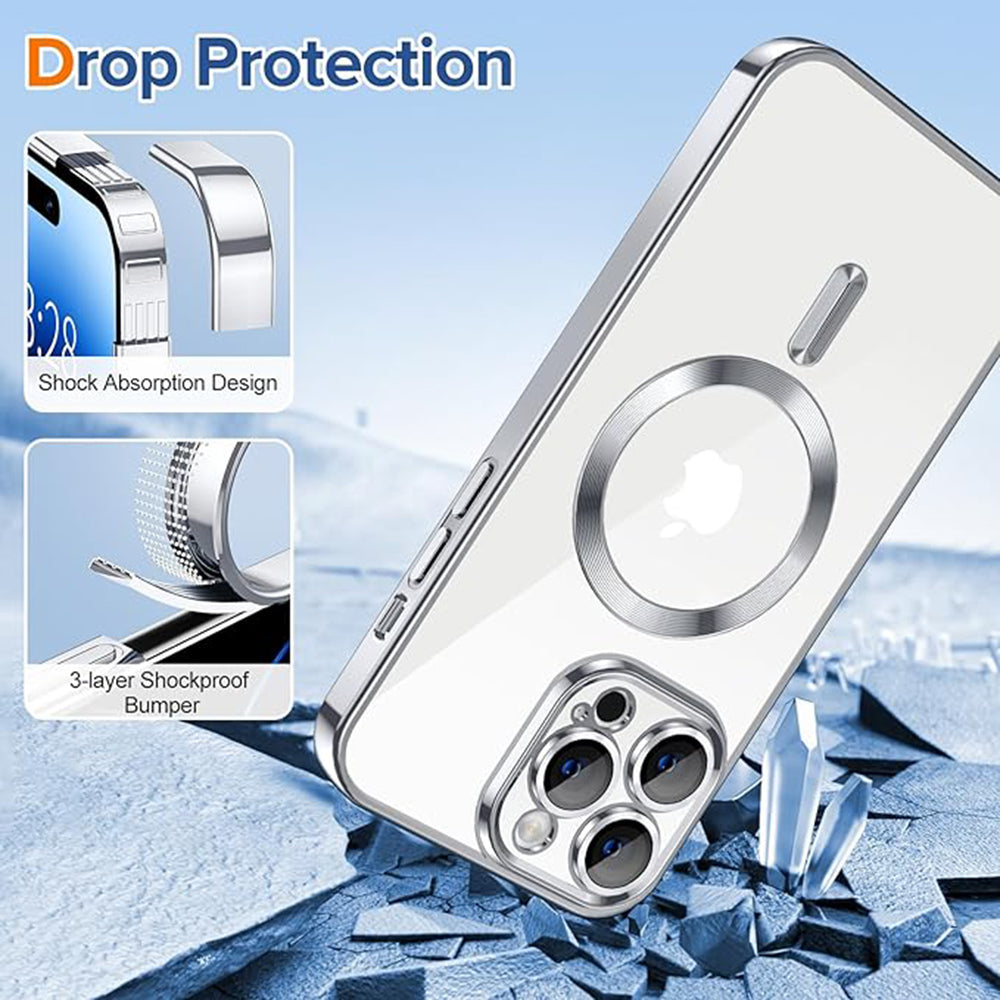 Coque MagSafe pour Apple iPhone 14 Pro Max, Techsuit, Luxury Crystal, Argentée