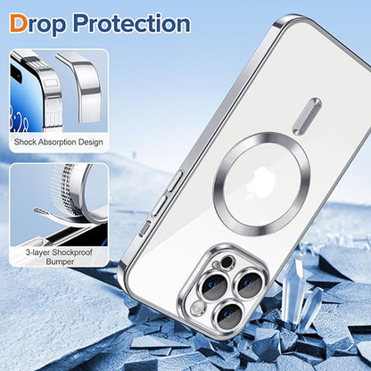 Coque MagSafe pour Apple iPhone 14 Pro Max, Techsuit, Luxury Crystal, Argentée