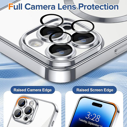 Coque MagSafe pour Apple iPhone 14 Pro Max, Techsuit, Luxury Crystal, Argentée