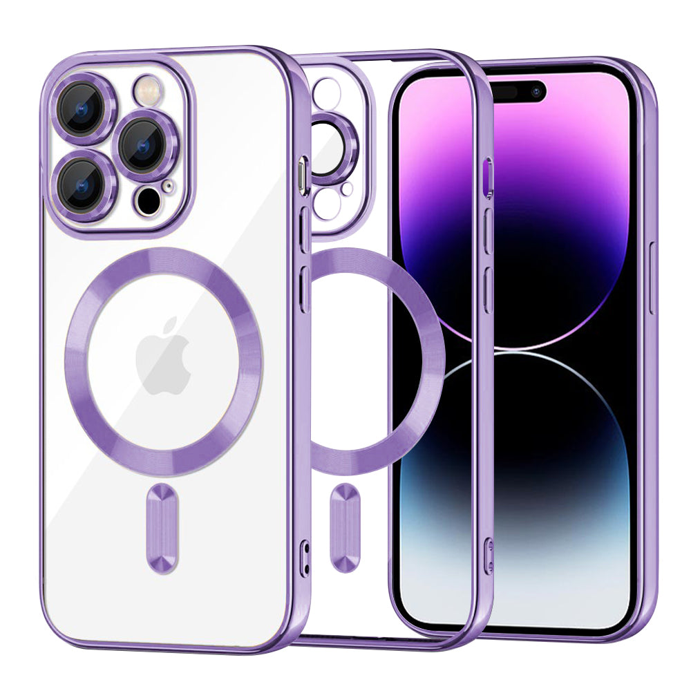 Coque MagSafe pour Apple iPhone 14 Pro Max, Techsuit, Luxury Crystal, Violet Clair