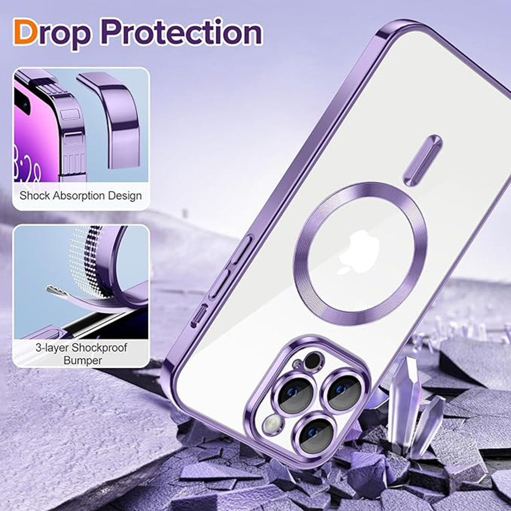 Coque MagSafe pour Apple iPhone 14 Pro Max, Techsuit, Luxury Crystal, Violet Clair