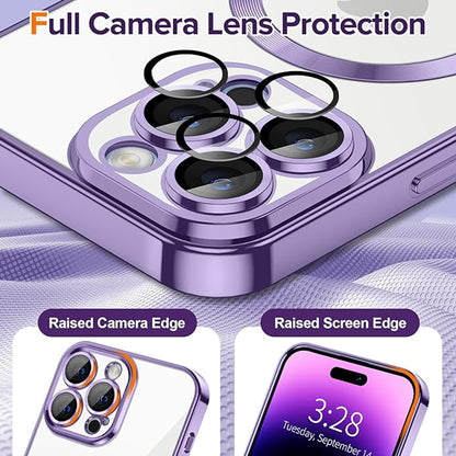 Coque MagSafe pour Apple iPhone 14 Pro Max, Techsuit, Luxury Crystal, Violet Clair
