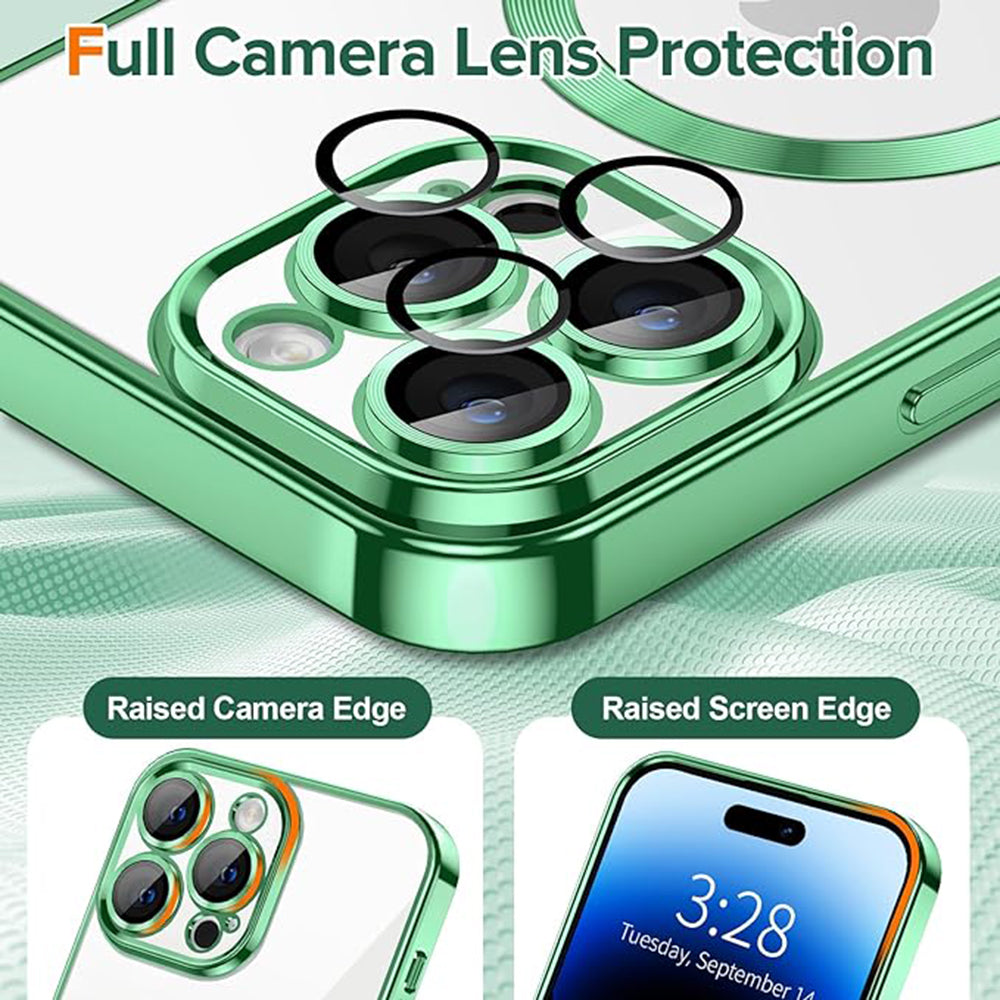 MagSafe-Hülle für Apple iPhone 14 Pro Max, Techsuit, Luxury Crystal, Hellgrün