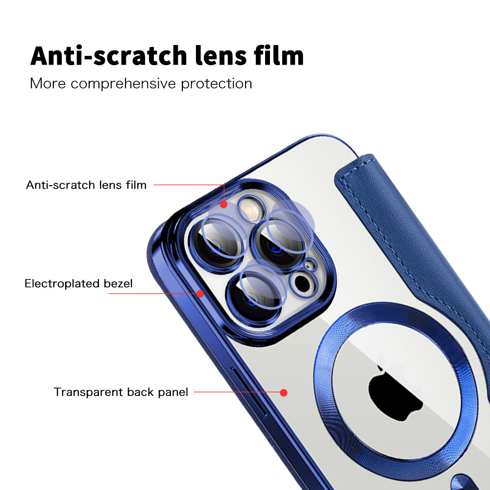 MagSafe Case for Apple iPhone 14 Pro Max, Techsuit, SmartMag Book, Blue