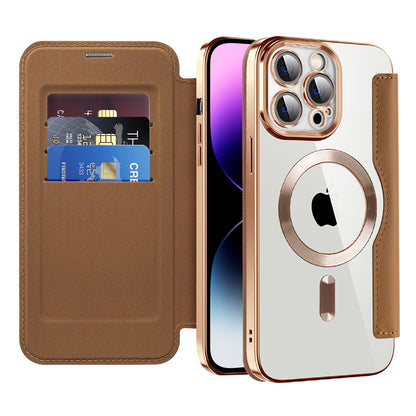 Coque MagSafe pour Apple iPhone 14 Pro Max, Techsuit, SmartMag Book, Marron